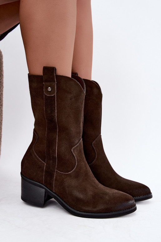 bottines isolées de style cowboy avec talons Vinceza 133106 en chocolat