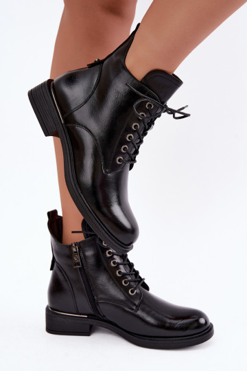 gefütterte Stiefeletten mit breiten Absätzen Vinceza 58677 in schwarz