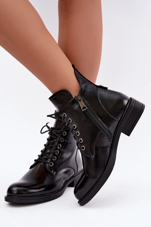gefütterte Stiefeletten mit breiten Absätzen Vinceza 58677 in schwarz