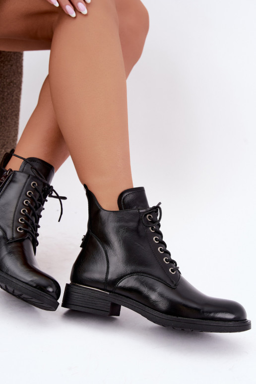 gefütterte Stiefeletten mit breiten Absätzen Vinceza 58677 in schwarz