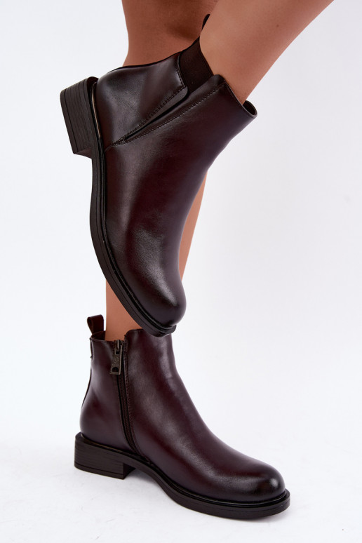 bottines isolées pour femmes avec talons larges Vinceza 58690 en bordeaux