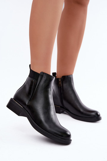 gefütterte Damen-Stiefeletten mit breiten Absätzen Vinceza 58690 in schwarz 2