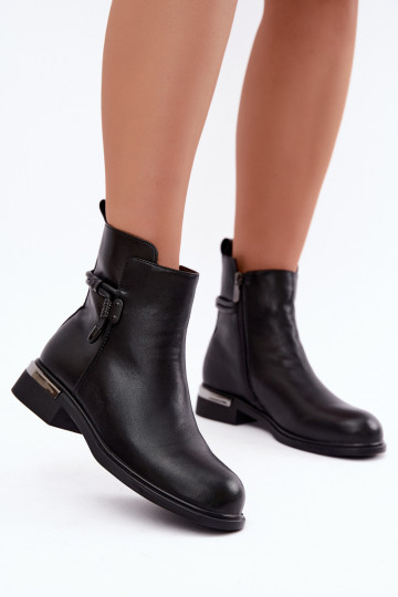 bottines isolées pour femmes avec talons décorés D&A MK62-7025 en noir 2