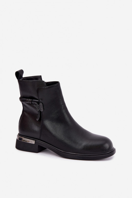 bottines isolées pour femmes avec talons décorés D&A MK62-7025 en noir