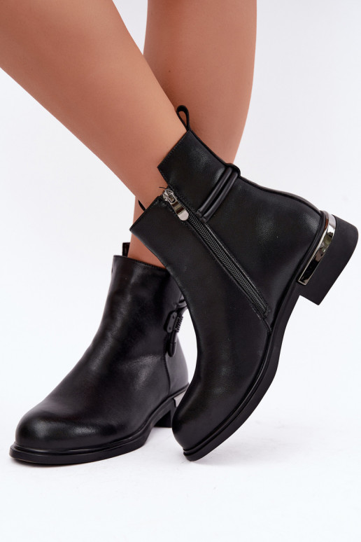 bottines isolées pour femmes avec talons décorés D&A MK62-7025 en noir