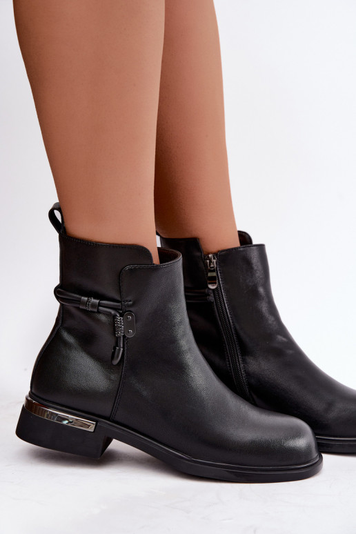 bottines isolées pour femmes avec talons décorés D&A MK62-7025 en noir
