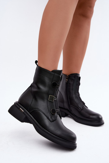 gefütterte Stiefeletten mit geometrischen Details D&A MK62-7030 in schwarz 2