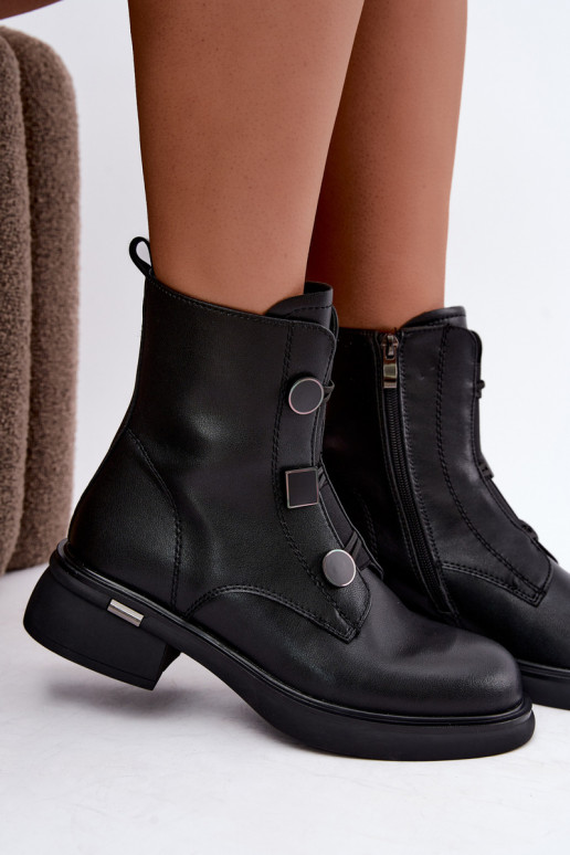 gefütterte Stiefeletten mit geometrischen Details D&A MK62-7030 in schwarz