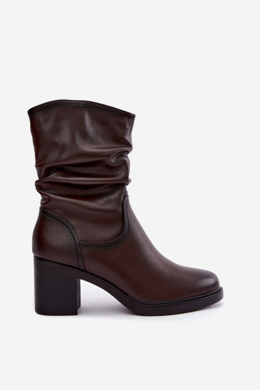 gefütterte Stiefeletten mit Rüschen und Absätzen Sergio Leone BT-60 in schokoladenbraun