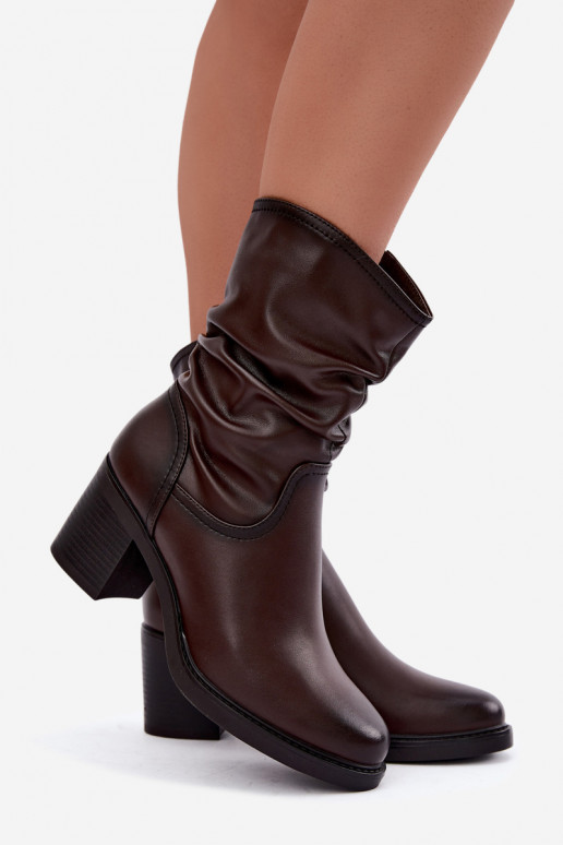 gefütterte Stiefeletten mit Rüschen und Absätzen Sergio Leone BT-60 in schokoladenbraun