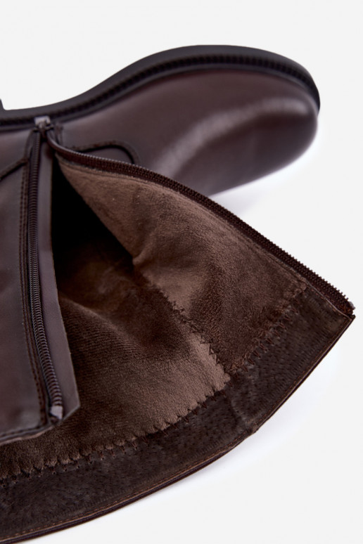 gefütterte zerknitterte Stiefeletten mit breiten Absätzen Sergio Leone BT-08 in schokoladenbraun