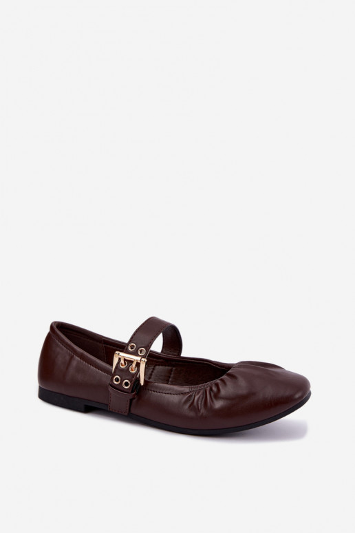ballerines avec volants et brides en chocolat Irelissa