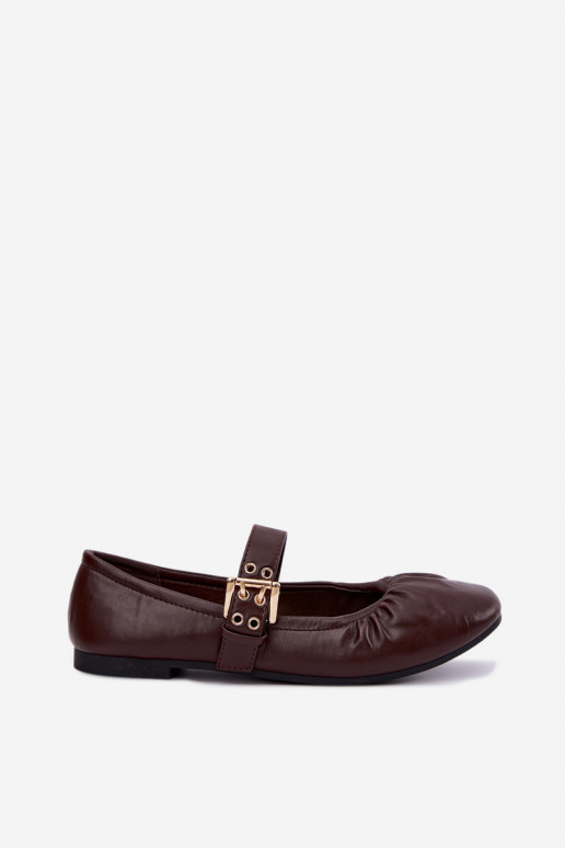 ballerines avec volants et brides en chocolat Irelissa