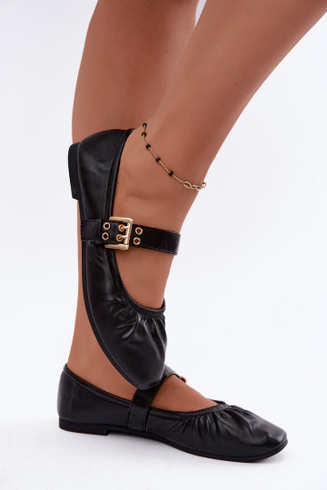 ballerines avec volants et brides en noir Irelissa