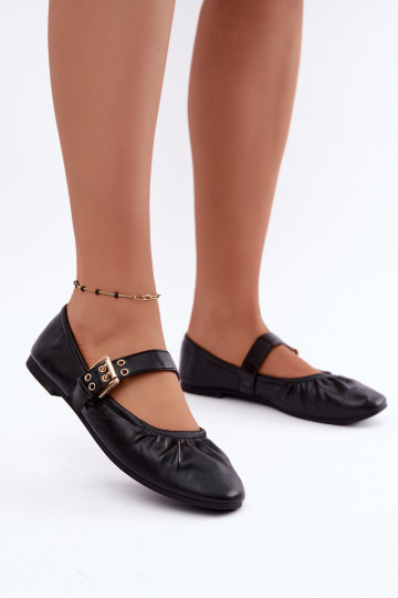 ballet flats met rimpels en bandjes in zwart Irelissa 2