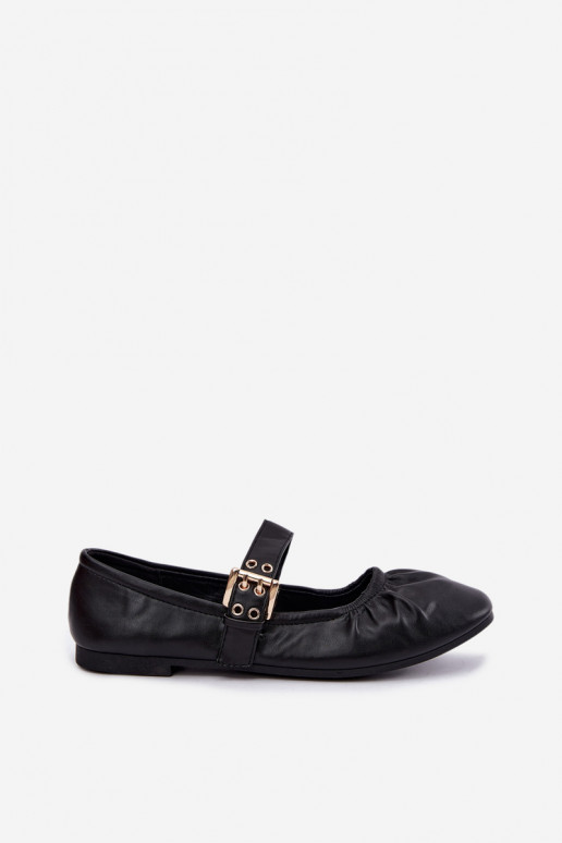 ballet flats met rimpels en bandjes in zwart Irelissa