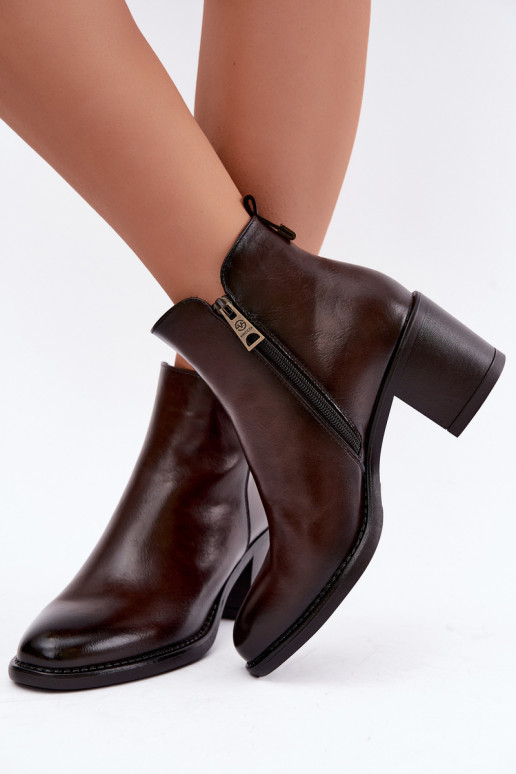 Bottines isolées avec talons en marron foncé Vinceza 58650