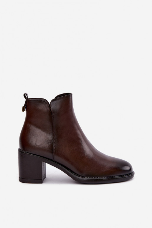 Bottines isolées avec talons en marron foncé Vinceza 58650