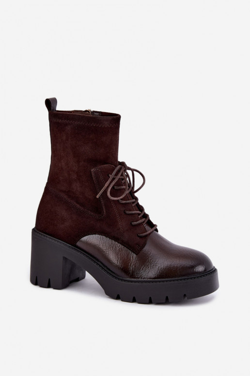 Bottines pour femmes sur talons épais isolées en chocolat Vinceza 58665