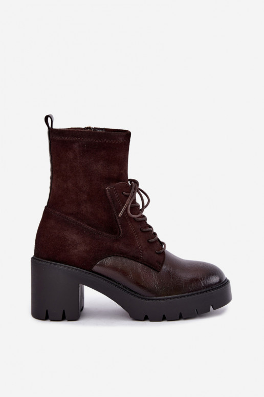 Bottines pour femmes sur talons épais isolées en chocolat Vinceza 58665
