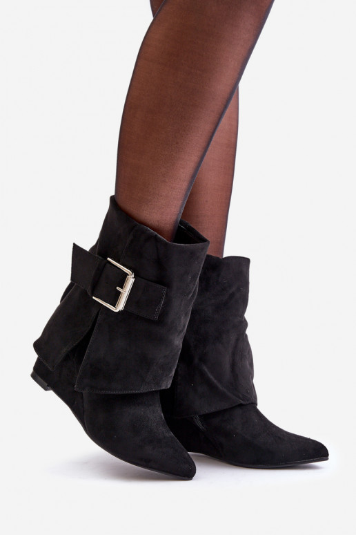 Bottines avec plateforme et boucles en daim synthétique noir Vortinia