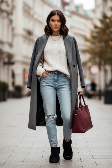 Dames sneeuwlaarzen van faux suede in zwart 2