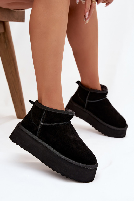 Dames sneeuwlaarzen van faux suede in zwart