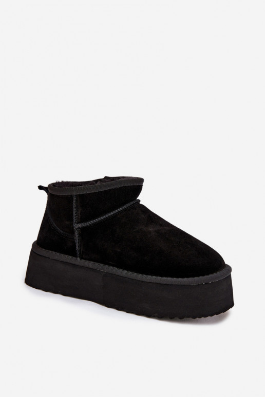 Bottes de neige pour femmes en daim synthétique noir