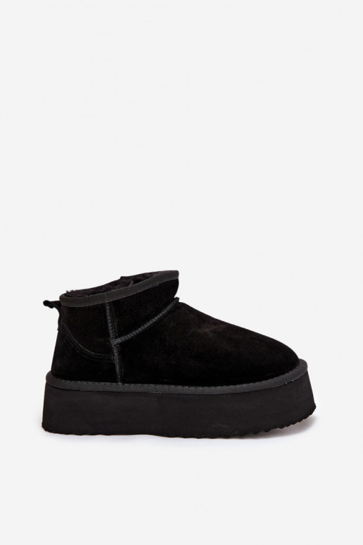 Dames sneeuwlaarzen van faux suede in zwart