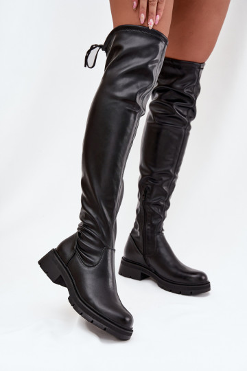bottes hautes pour femmes avec des détails stylés en couleur noire Rylissa