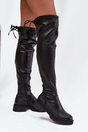 bottes hautes pour femmes avec des détails stylés en couleur noire Rylissa 2