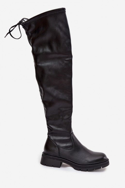 Damen Stiefel über dem Knie mit stilvollen Details in schwarzer Farbe Rylissa