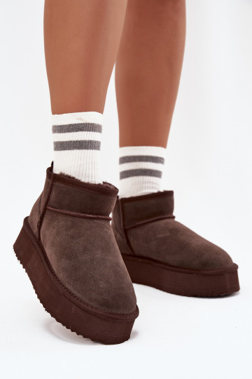 Dames sneeuwlaarzen van faux suede met platform Vinceza 97962 in chocolade kleur 2