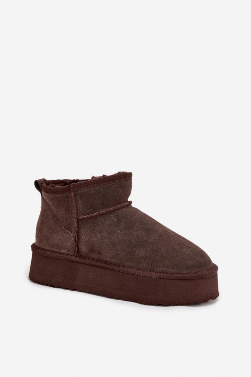 Bottes de neige pour femmes en daim synthétique avec plateforme Vinceza 97962 en couleur chocolat