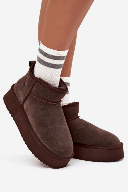 Bottes de neige pour femmes en daim synthétique avec plateforme Vinceza 97962 en couleur chocolat