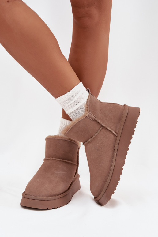 Bottes de neige couleur sable en daim synthétique avec isolation et doublure en fourrure Vinceza 97961