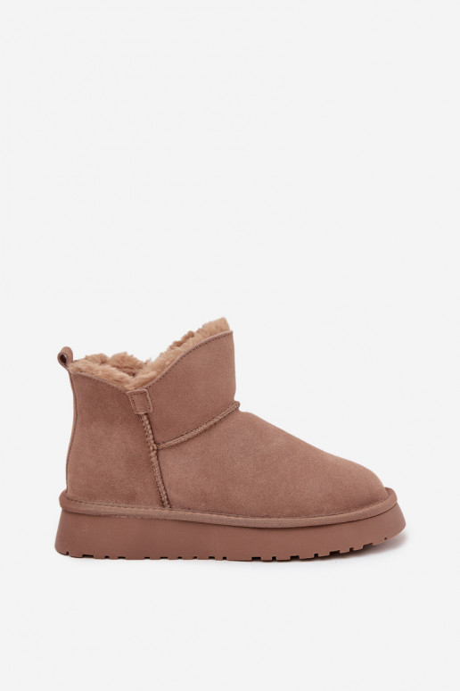 Bottes de neige couleur sable en daim synthétique avec isolation et doublure en fourrure Vinceza 97961