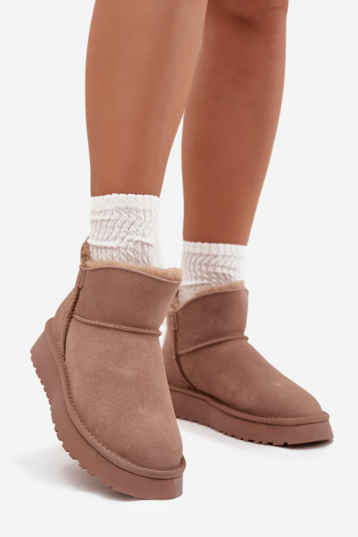 Bottes de neige couleur sable en daim synthétique avec isolation et doublure en fourrure Vinceza 97961