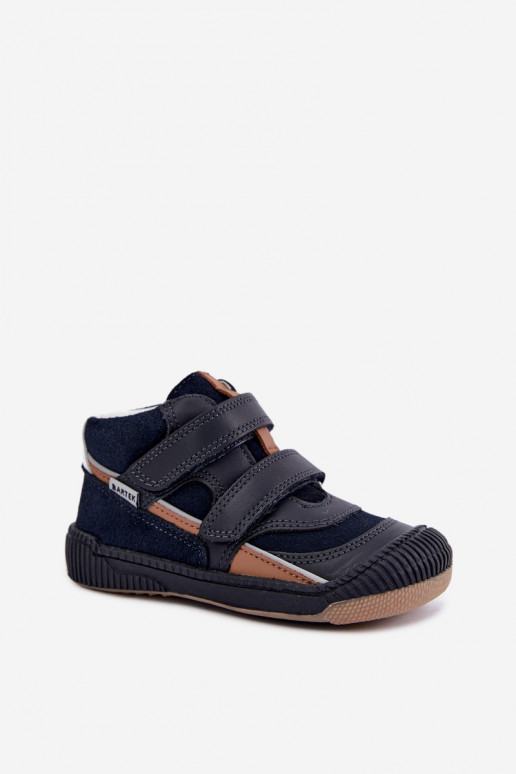 Chaussures pour enfants en cuir bleu foncé Bartek 8631676