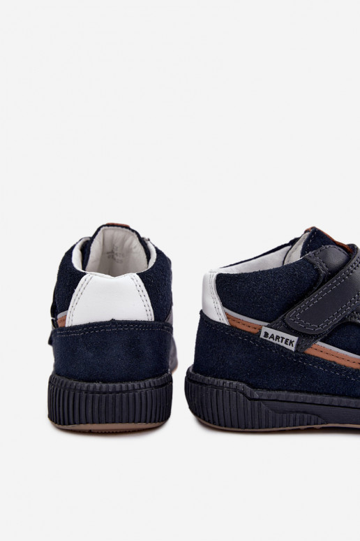 Chaussures pour enfants en cuir bleu foncé Bartek 8631676