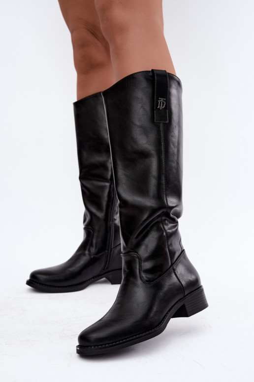 Warme schwarze kniehohe Stiefel Ilorelia