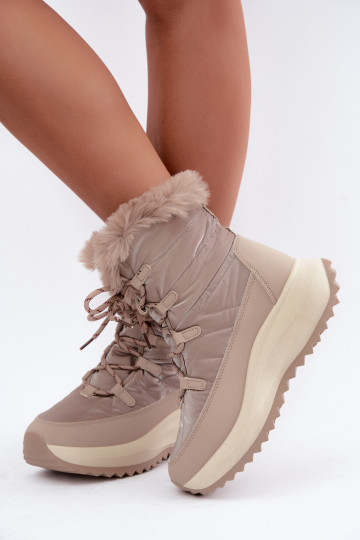 Sandfarbene Schneestiefel mit Plattform und Fell Big Star UU274221