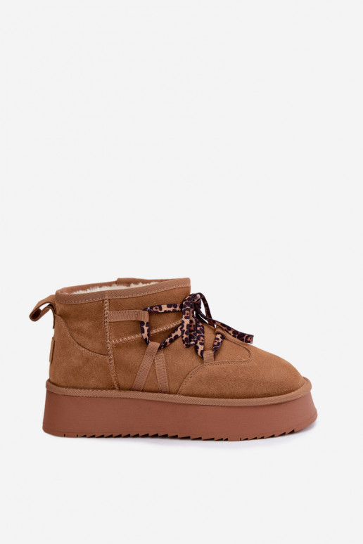 Bottes de neige en faux daim marron avec plateforme et détails élégants GOE UU2N4920
