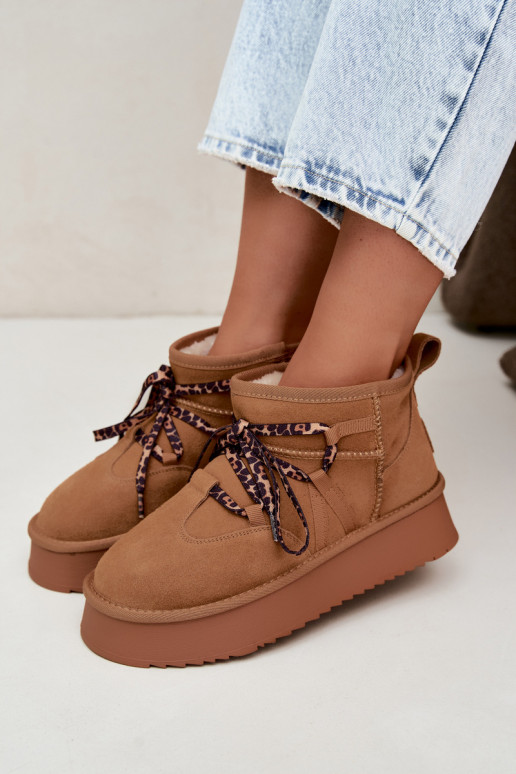 Bottes de neige en faux daim marron avec plateforme et détails élégants GOE UU2N4920