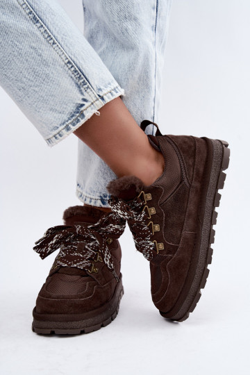 Sneeuwlaarzen met veters van faux suede GOE UU2N4921 CzekoladoĮe 2