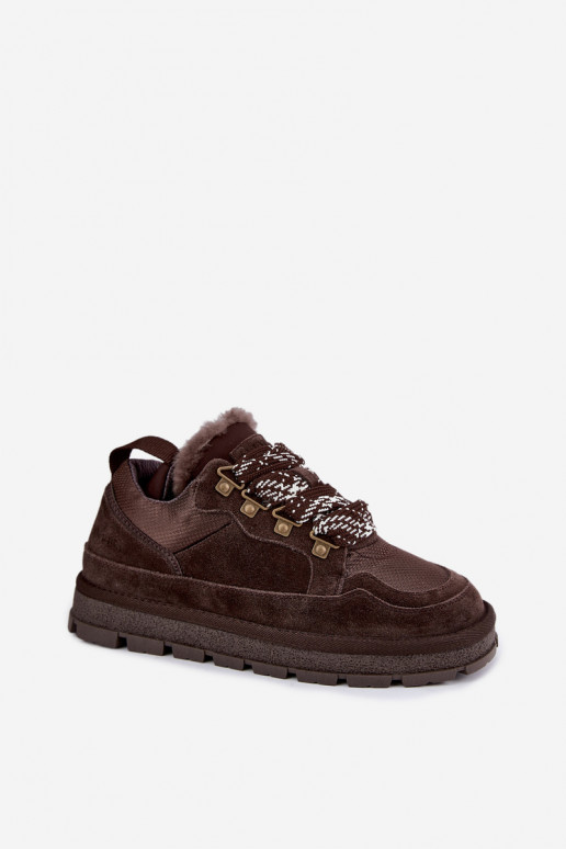 Sneeuwlaarzen met veters van faux suede GOE UU2N4921 CzekoladoĮe