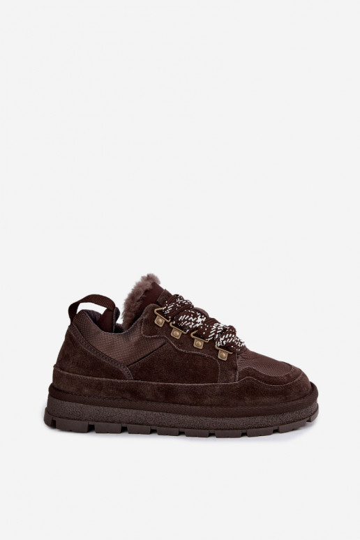 Bottes de neige avec lacets en faux daim GOE UU2N4921 CzekoladoĮe