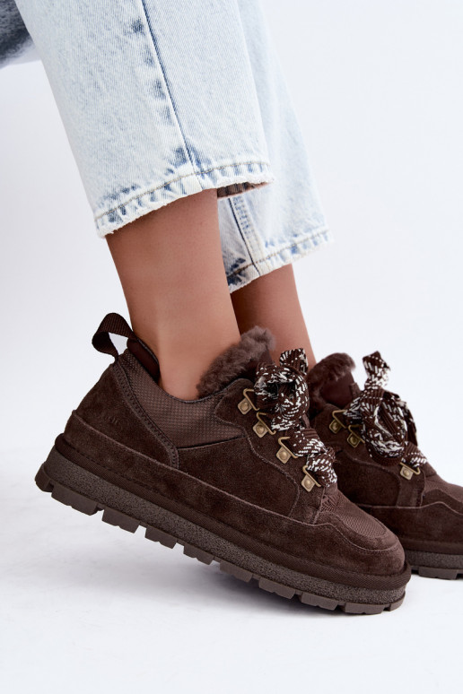 Bottes de neige avec lacets en faux daim GOE UU2N4921 CzekoladoĮe