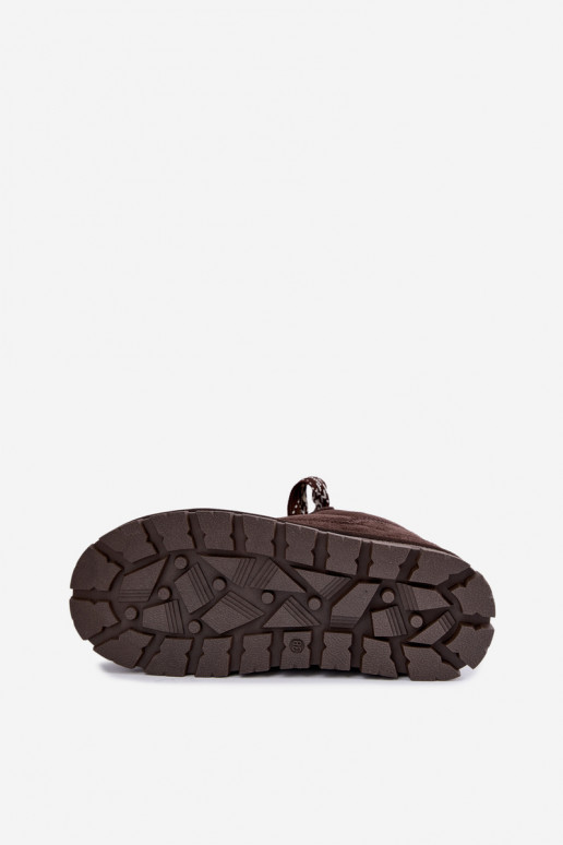 Schneestiefel mit Schnürsenkeln aus Kunstveloursleder GOE UU2N4921 CzekoladoĮe