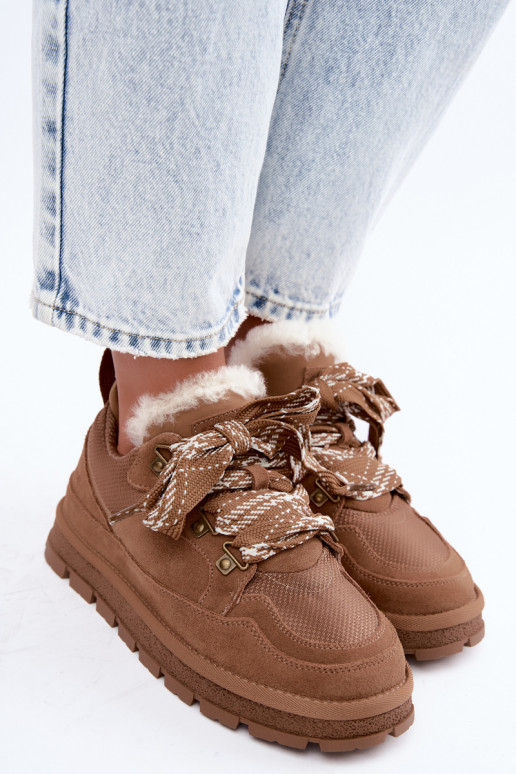 Bottes de neige brunes avec lacets en faux daim GOE UU2N4922